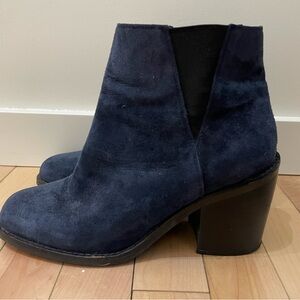 Blue suede booties, Shelly's London, size 8